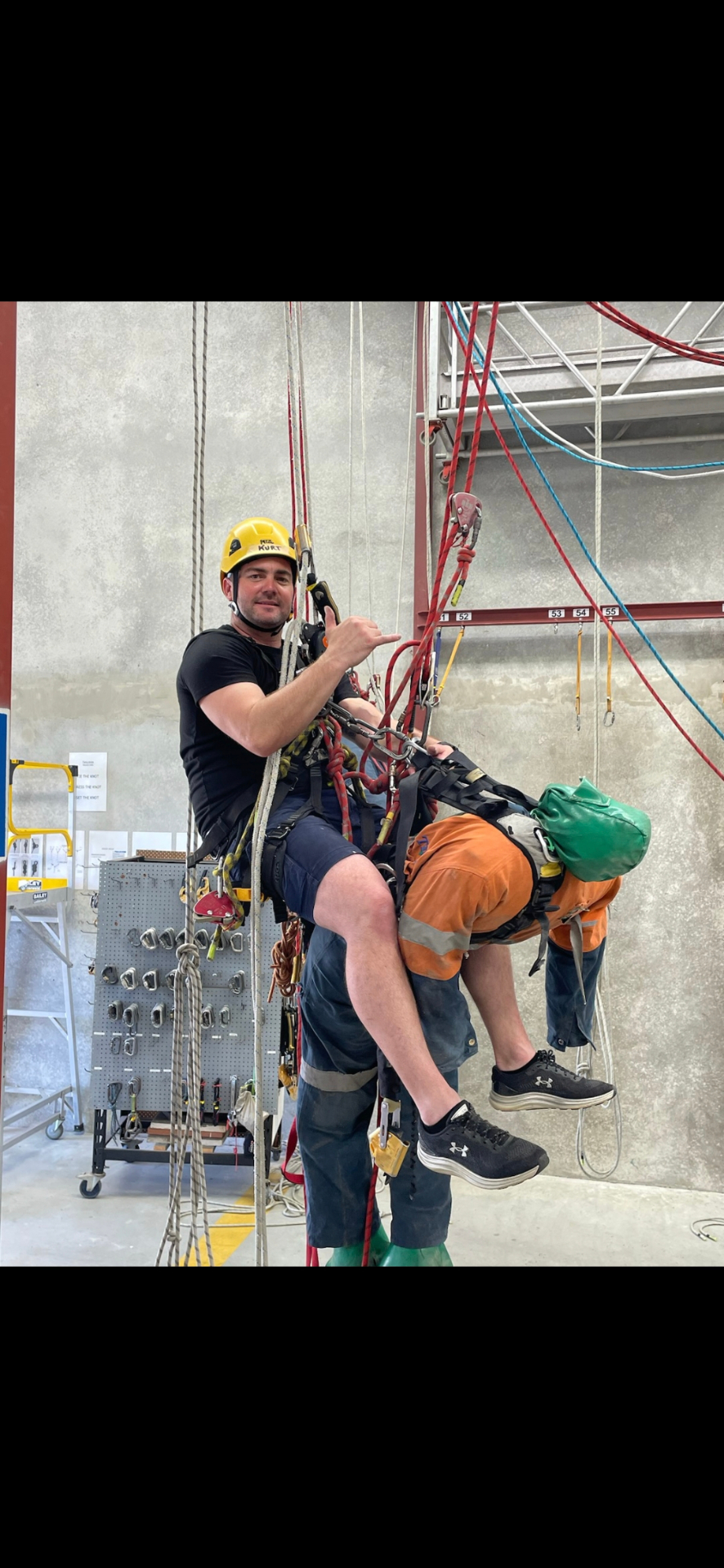 Rope access rescue and training session